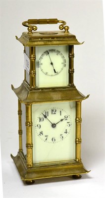 Lot 128 - A compendium clock with combined barometer/compass