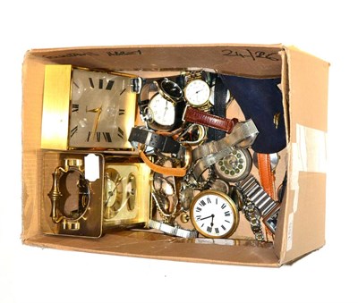 Lot 155 - A quantity of wristwatches and two mantel timepieces