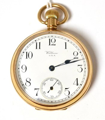 Lot 180 - A 9ct gold open faced pocket watch, Waltham