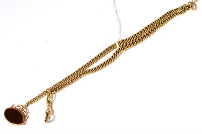 Lot 194 - A 9ct gold watch chain with swivel fob