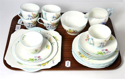 Lot 220 - A Shelly ";Wildflower"; tea service for six