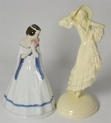 Lot 223 - A Rosenthal figure of a maiden and a Goldscheider cream glazed figure (2)
