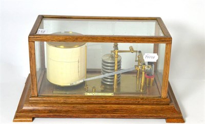 Lot 231 - An early 20th century oak cased barograph bearing label for F K Perkin & Sons Wakefield