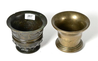 Lot 267 - An Italian bronze mortar, 17th century, in the manner of the Alberghetti family, the foliate...