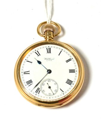 Lot 296 - A 9ct gold open faced pocket watch, Waltham