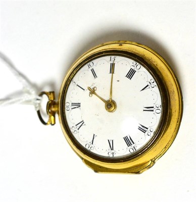 Lot 305 - A gilt metal verge pair cased pocket watch signed, Harrison, Warrington