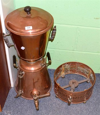 Lot 326 - A copper tea urn