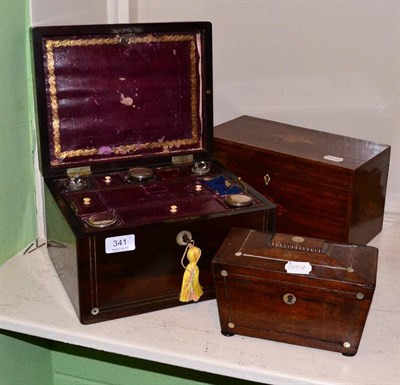 Lot 341 - A 19th century vanity case together with two tea caddies