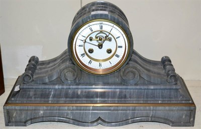 Lot 343 - A grey marble striking mantel clock