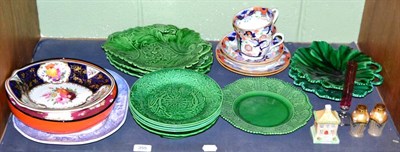 Lot 355 - A small quantity of green glazed ware including Wedgwood, etc (one shelf)