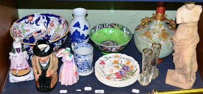 Lot 356 - A group including Royal Doulton Winston Churchill Toby jug, Wedgwood, Maling bowl, ironstone...