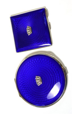 Lot 380 - Two enamelled silver compacts