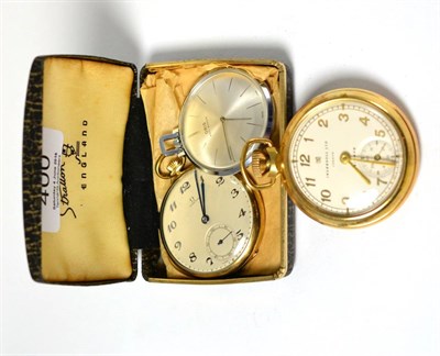 Lot 400 - A gentleman's Omega gold plated top wind pocket watch, an Oris top wind pocket watch and an...