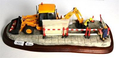 Lot 423 - Border Fine Arts 'Essential Repairs' (Workman with JCB back hoe), model No. B0652 by Ray Ayres,...