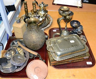 Lot 425 - A quantity of miscellaneous items including a four piece silver plated tea service, silver...