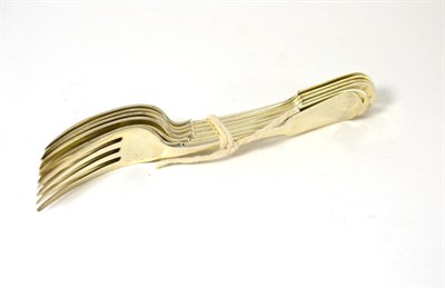 Lot 449 - Six silver table forks