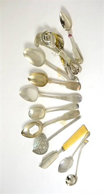 Lot 456 - A quantity of silver and plated spoons including a Russian silver spoon