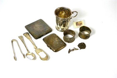 Lot 464 - Two pairs of 9ct gold cufflinks (a.f.) and a small group of silver items