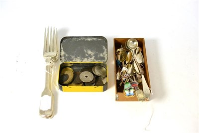 Lot 504 - A quantity of silver flatware, crested spoons and a small quantity of coins