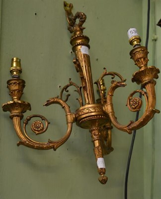 Lot 530 - A gilt metal three light electrolier