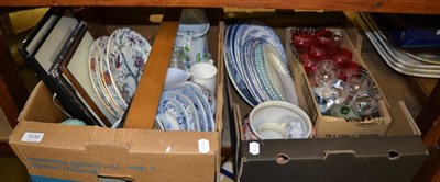 Lot 1030 - A quantity of mixed ceramics and glass including dinner wares, jugs, cranberry glass, etc (in...