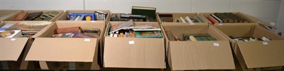 Lot 1056 - Thirteen boxes of books including sporting, ornithological, cooking, geographical and other...