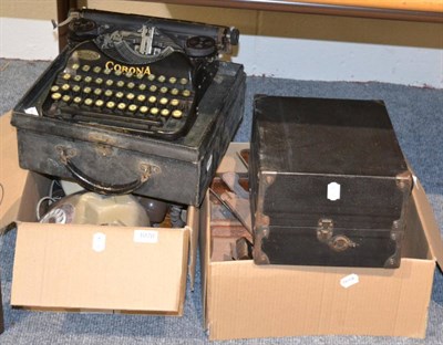 Lot 1078 - Mixed lot including cut throat razors, molding planes, Decca gramophone, typewriter and others