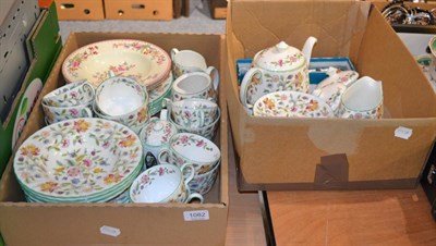 Lot 1082 - A quantity of Mintons Haddon Hall crockery, two other plates and a Coalport cake slice (in two...