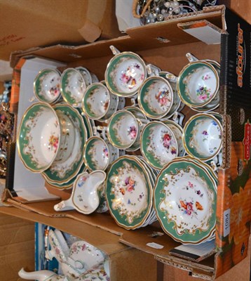 Lot 1084 - A quantity of Ridgway green bordered tea and coffee ware, circa 1825, pattern no 2/1303