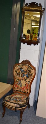 Lot 1096 - A fret work mirror, long stool and 19th century chair