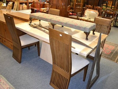 Lot 1097 - DFS Plato rectangular dining table and coffee table and set of four Columbia chairs