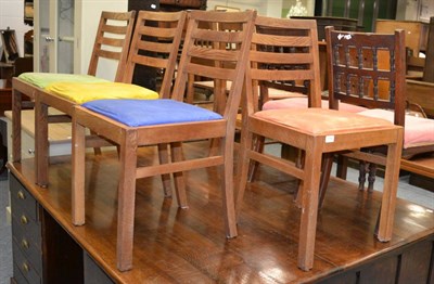 Lot 1116 - A pair of early 20th century oak chairs, a set of four modern oak chairs and a pair of spindle back