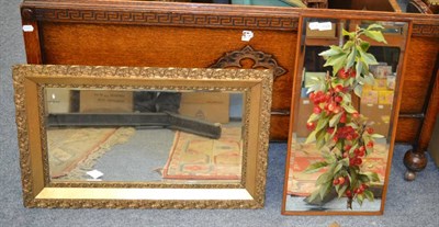 Lot 1129 - A gilt framed wall mirror and a wall mirror painted with a cherry bough