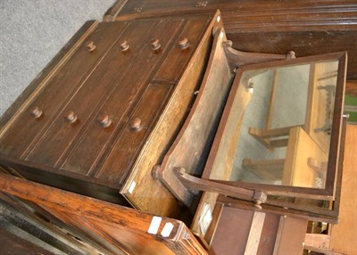 Lot 1130 - A Heals style mirror dressing chest, another dressing mirror and a Heals hall wardrobe (button...