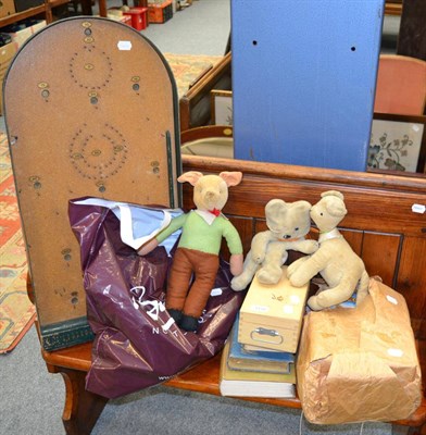 Lot 1138 - A quantity of Meccano magazines, Bagatelle board, child's microscope, teddy bears, books etc