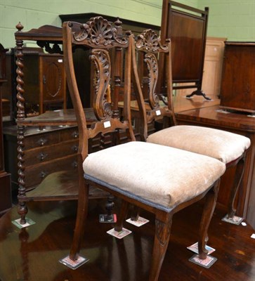 Lot 1194 - A Victorian three tier wahtnot and a pair of 19th century dining chairs