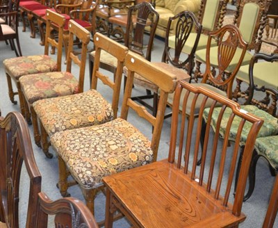 Lot 1236 - Four Victorian Gothic revival oak side chairs, designed by George Edmund Street, open backs...