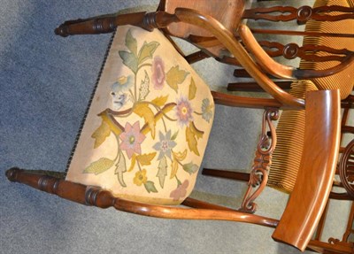 Lot 1240 - A 19th century mahogany framed elbow chair with needlework padded seat