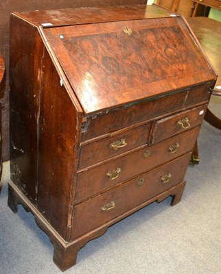 Lot 1278 - An 18th century walnut bureau (a.f.)