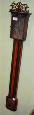 Lot 1299 - A 19th century mahogany stick barometer, with paper dial