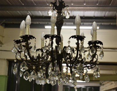 Lot 1315 - A Chandelier hung with facetted glass drops