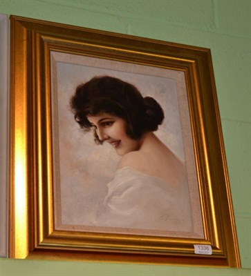 Lot 1336 - Continental School (early 20th century) A head and shoulders portrait of a beauty in profile,...