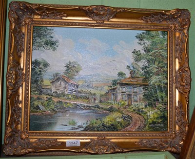 Lot 1347 - John Corcoron, Cottage by a lake, signed, oil on canvas