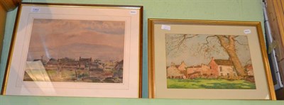 Lot 1363 - Fred Lawson, view from Bolton Abbey, watercolour together with George Graham, Cottage view,...