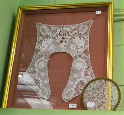 Lot 1374 - Two framed lace fragments