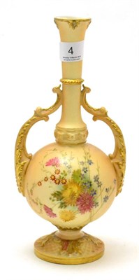 Lot 4 - A Royal Worcester Blush Ivory twin handled vase, numbered 2083