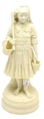 Lot 8 - Parian figure of a girl in seaside costume, possibly Minton