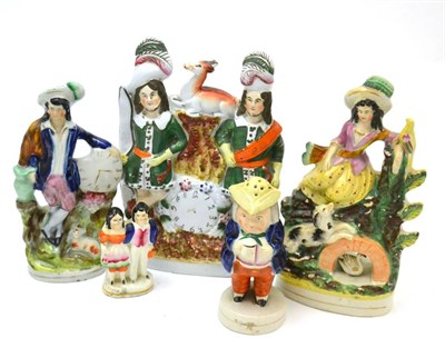 Lot 13 - Five Staffordshire figures