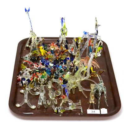 Lot 34 - A quantity of Venetian style glass animal figures (one tray)