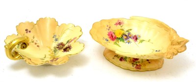 Lot 46 - A Royal Worcester Blush Ivory bonbon dish and a Royal Worcester Blush Ivory pedestal bowl...